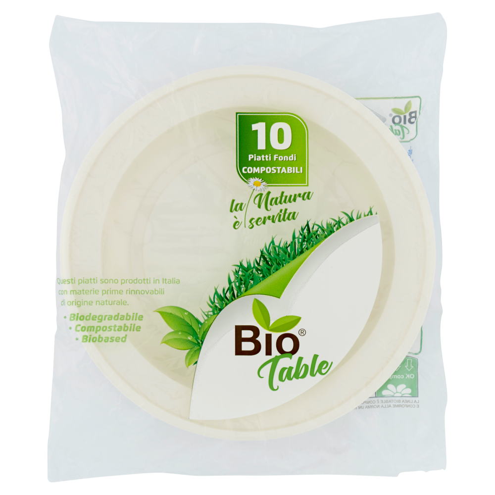 Bio Table Piatti Fondi Compostabili 10 pz