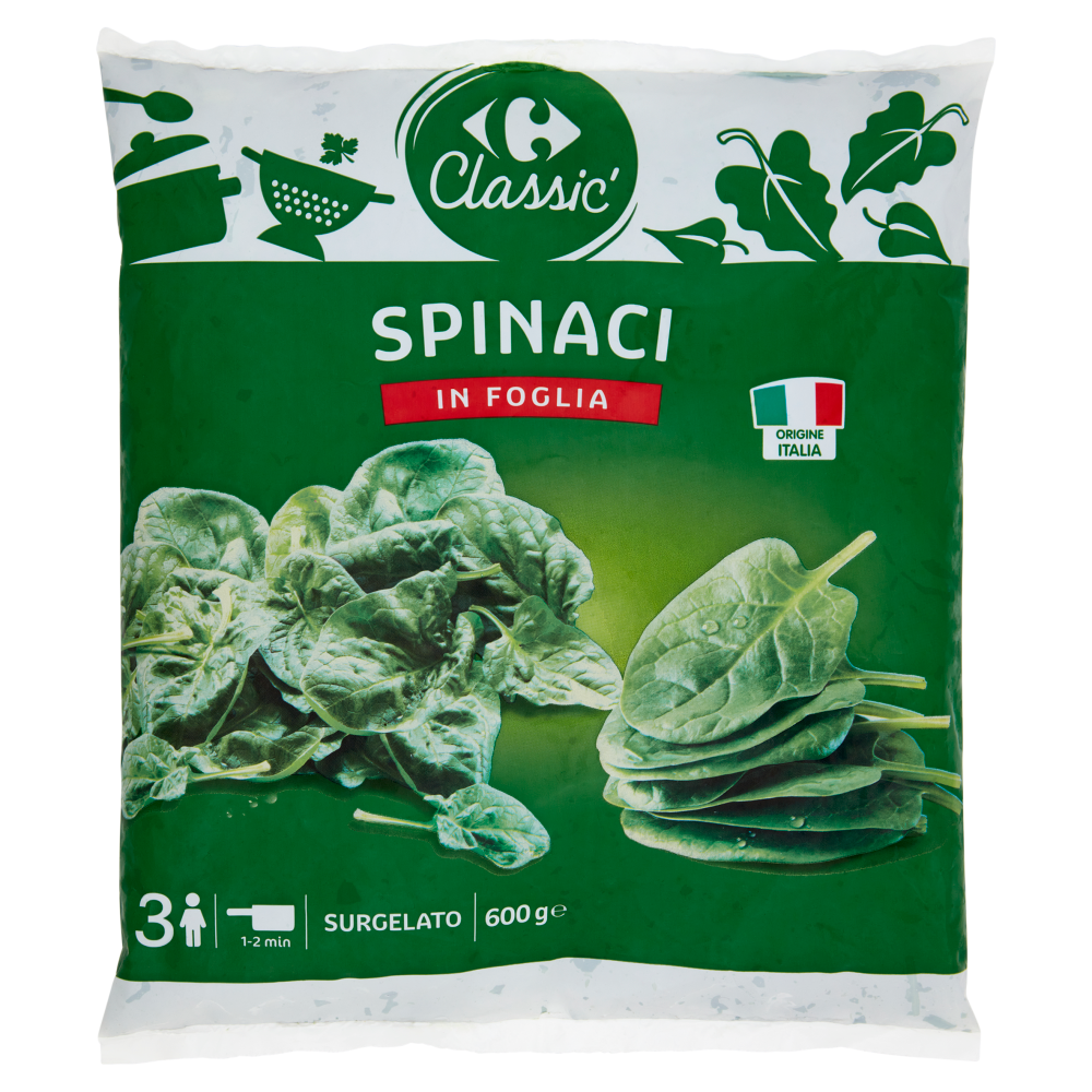 Carrefour Classic Spinaci in Foglia Surgelato 600 g