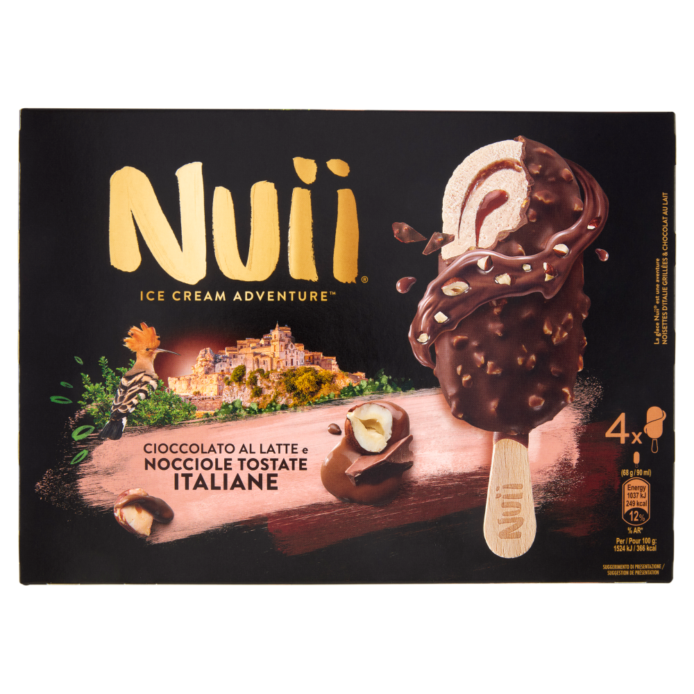 NUII Cioccolato al Latte e Nocciole Tostate Italiane 4x68g