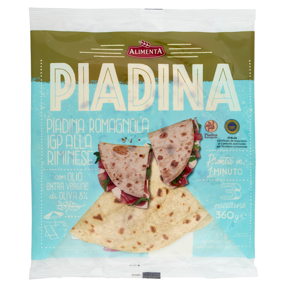 Alimenta Piadina Romagnola IGP alla Riminese con Olio Extra Vergine di Oliva 3 piadine 360 g