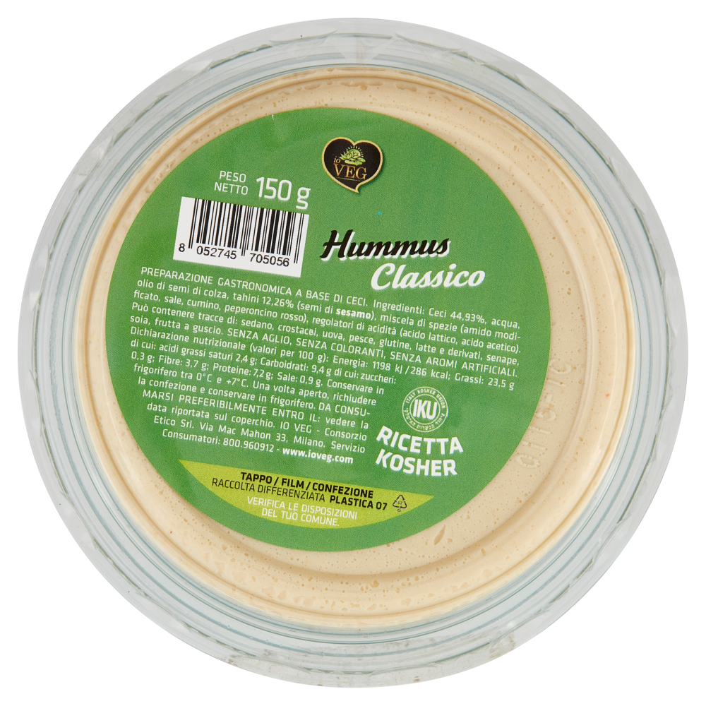 io VEG Hummus Classico a base di Ceci Senza Aglio 150 g