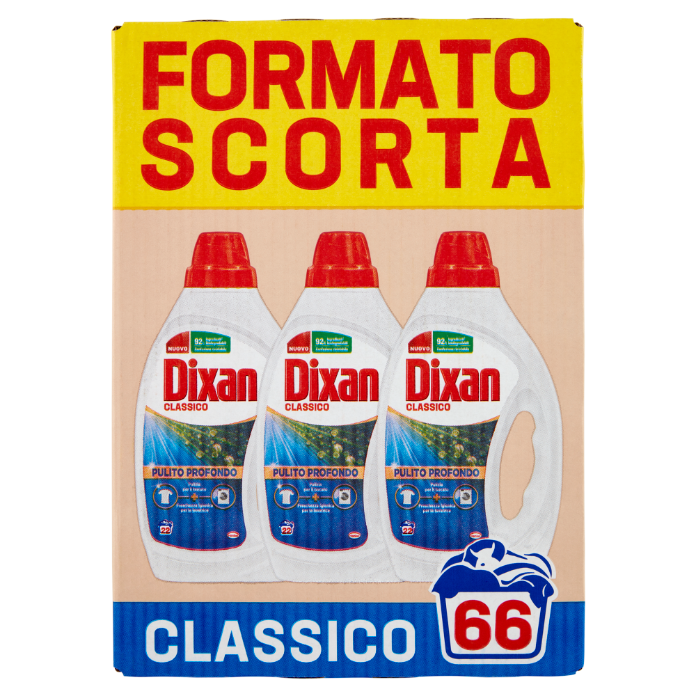 DIXAN Liquido Classico 3x22=66 Lavaggi 3 x 990 ml