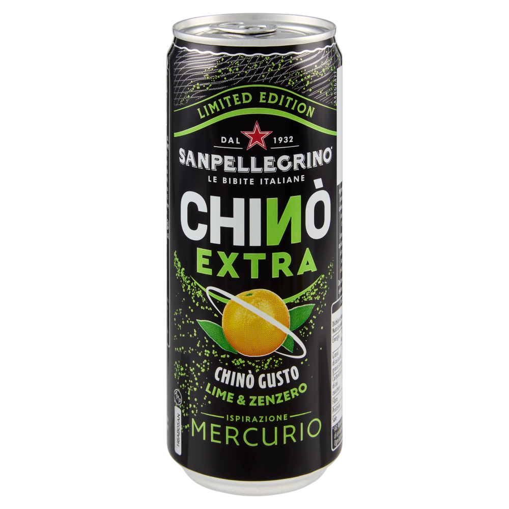 BIBITE SANPELLEGRINO, Bevande Gassate, Chin&ograve; Extra Lime e Zenzero, Lattina 33 cl