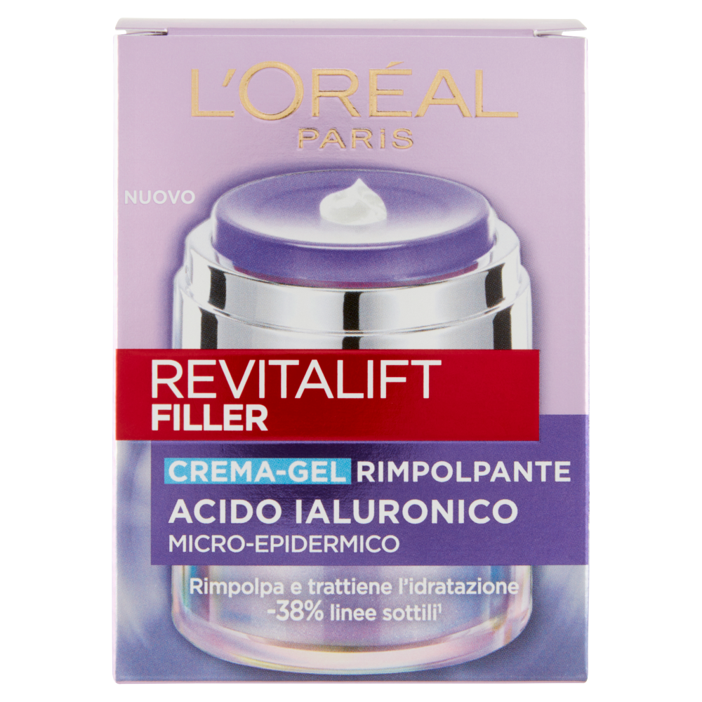 L'Oréal Paris Revitalift Filler Acido Ialuronico Micro-Epidermico Crema-Gel Rimpolpante, 50 ml
