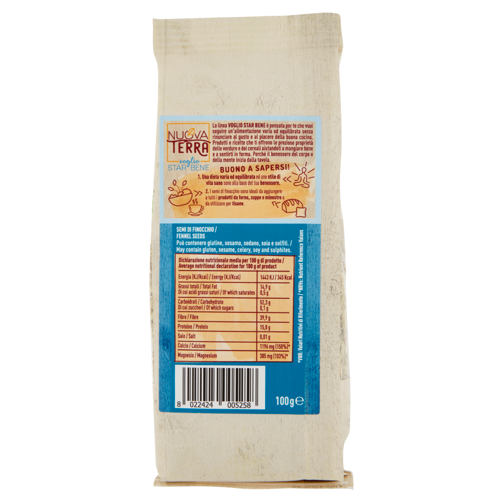 Nuova Terra voglio Star Bene Semi di Finocchio 100 g