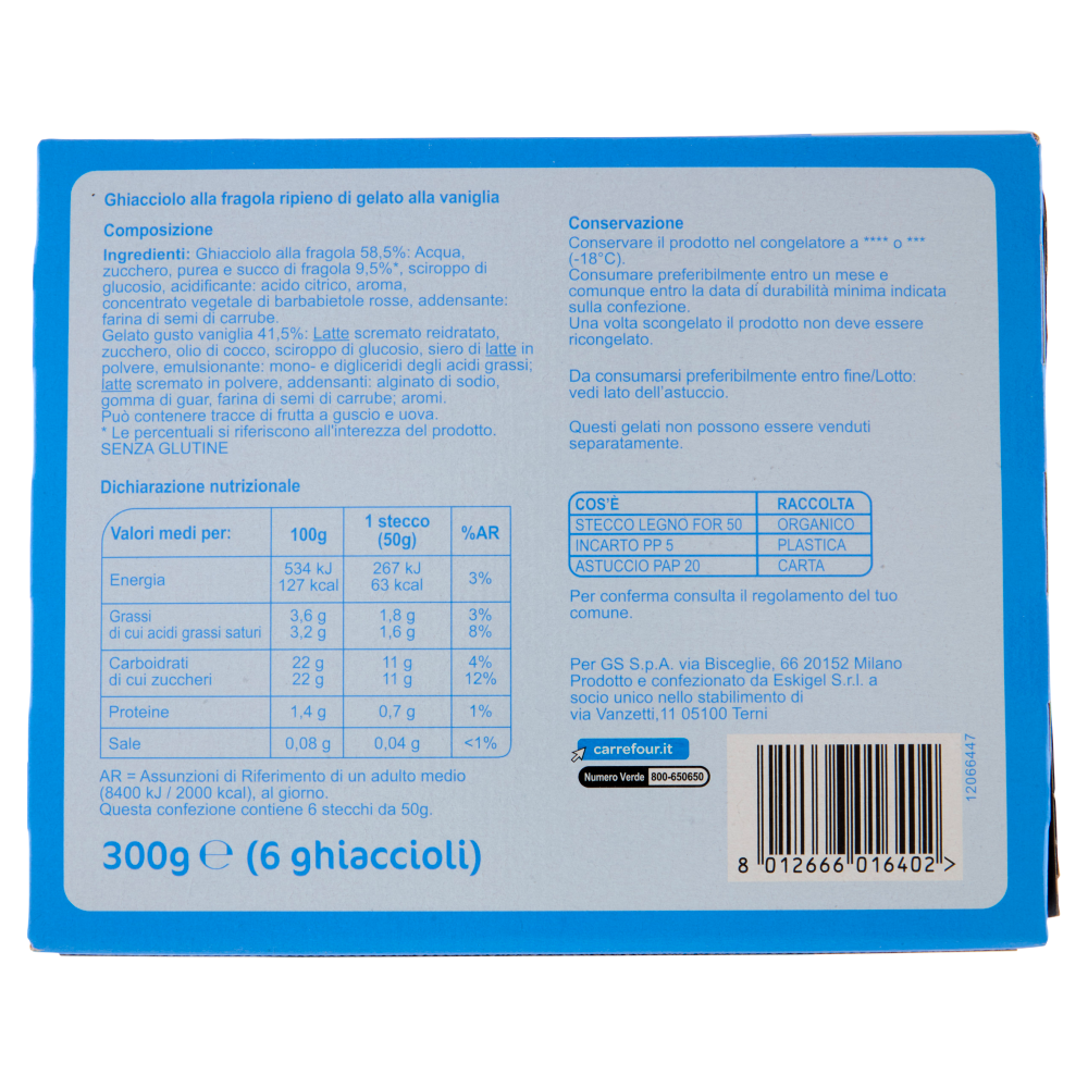 Carrefour Classic Ricoperto alla Fragola 6 x 50 g