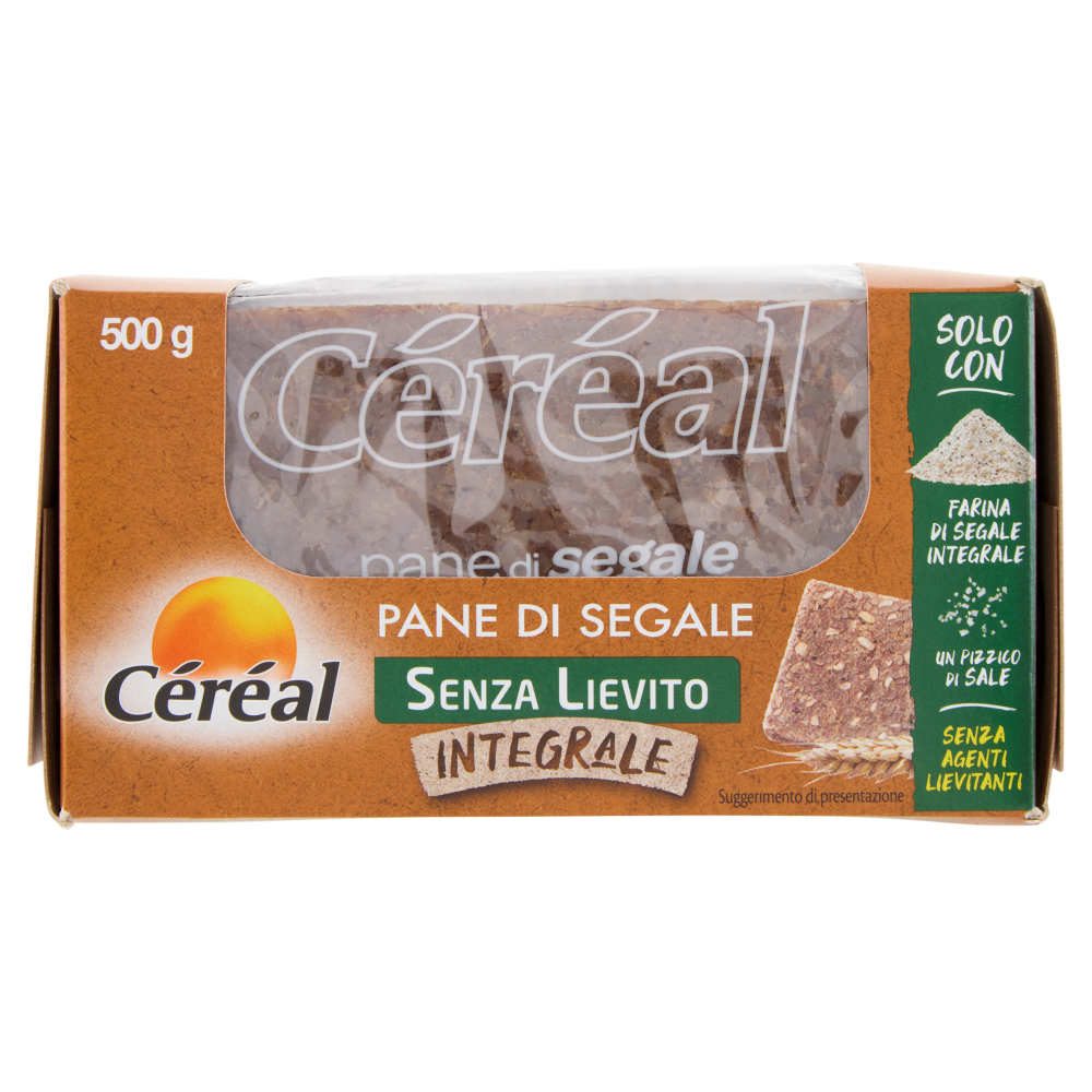 Céréal Senza Lievito Pane di Segale Integrale, solo con Farina di Segale integrale - 500 g