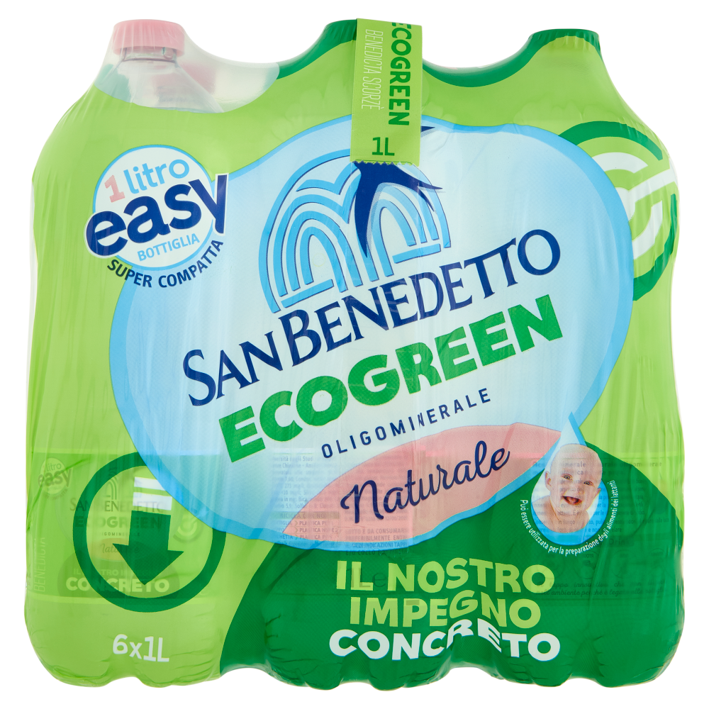 San Benedetto Acqua Naturale Benedicta Ecogreen Easy 6 x 1 L