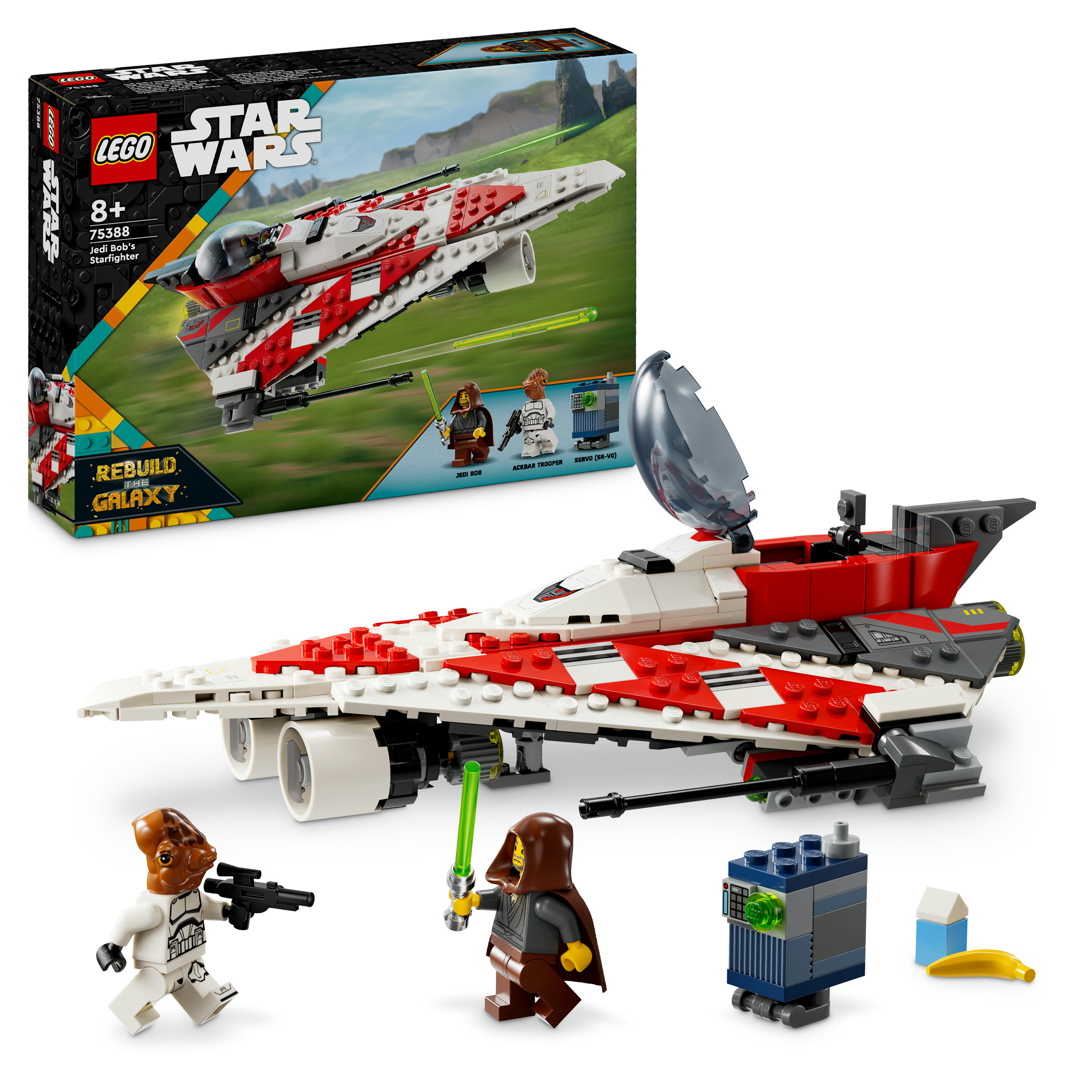 LEGO Star Wars 75388 Starfighter di Jedi Bob, Astronave Giocattolo da Costruire con 2 Minifigure, Giochi per Bambini 8+