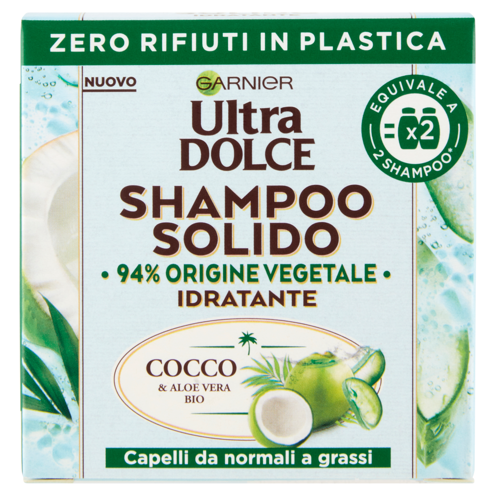 Garnier Shampoo Solido Ultra Dolce Cocco, Idratante per Capelli da
