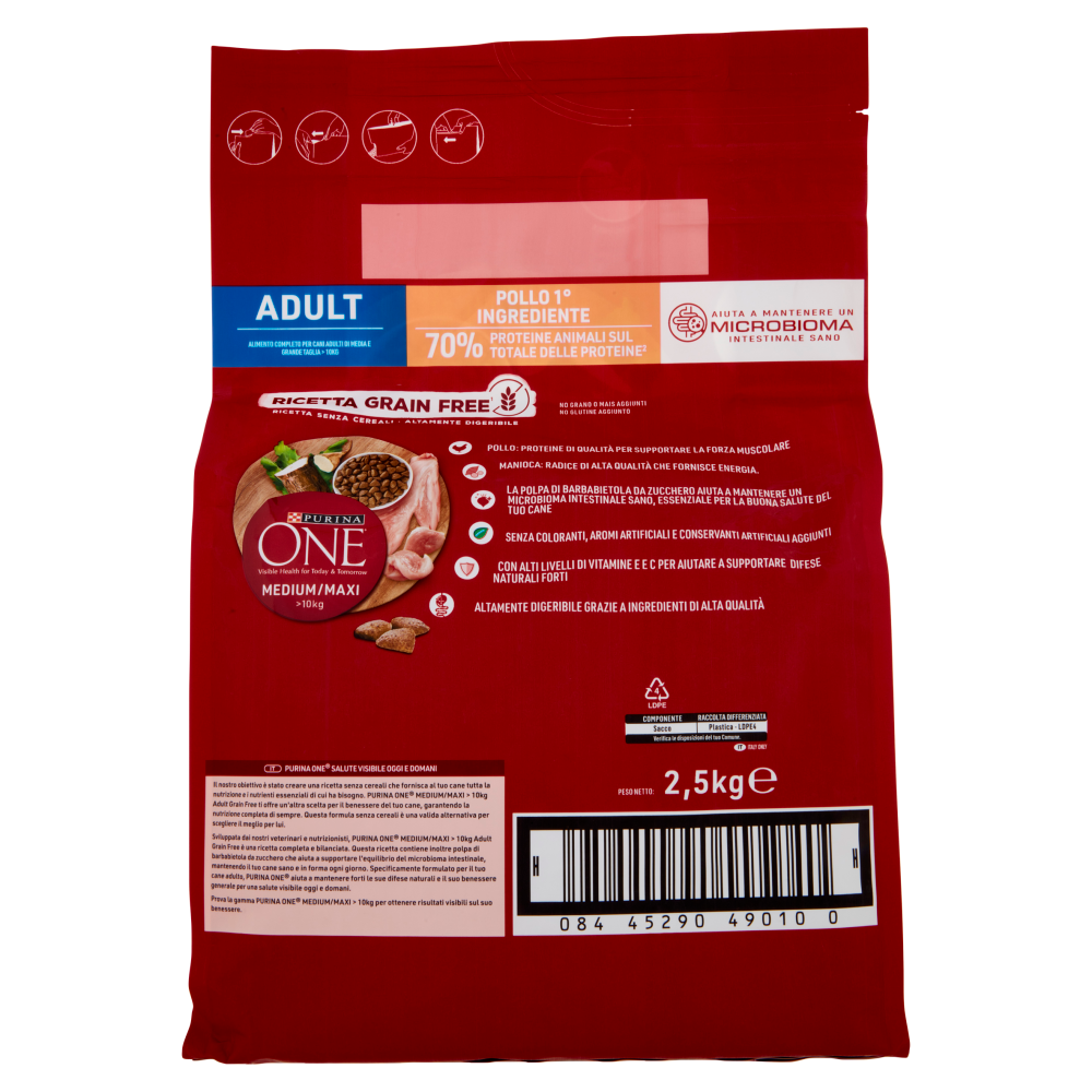 PURINA ONE Medium/Maxi Grain Free Adult Pollo 2,5 kg 