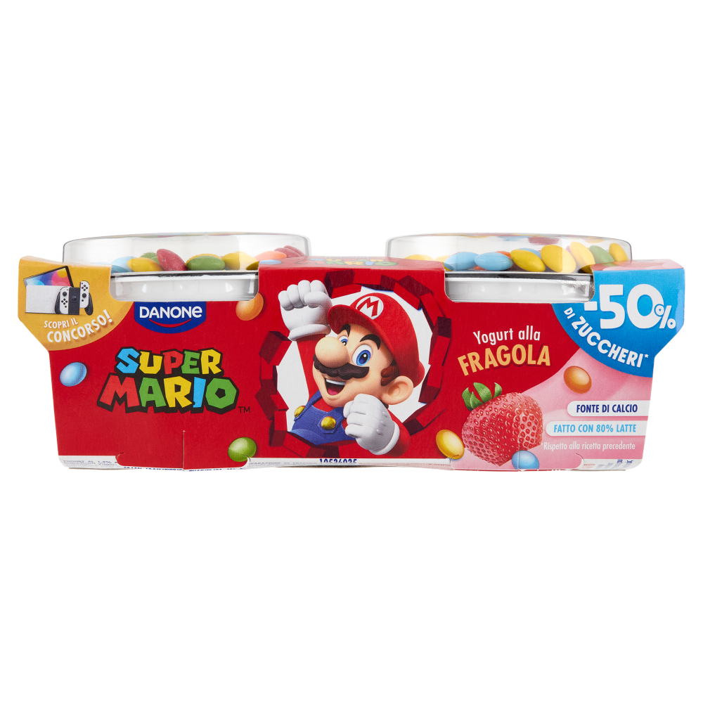 DANONE Super Mario, Yogurt gusto Fragola con Confettini, 2x110g