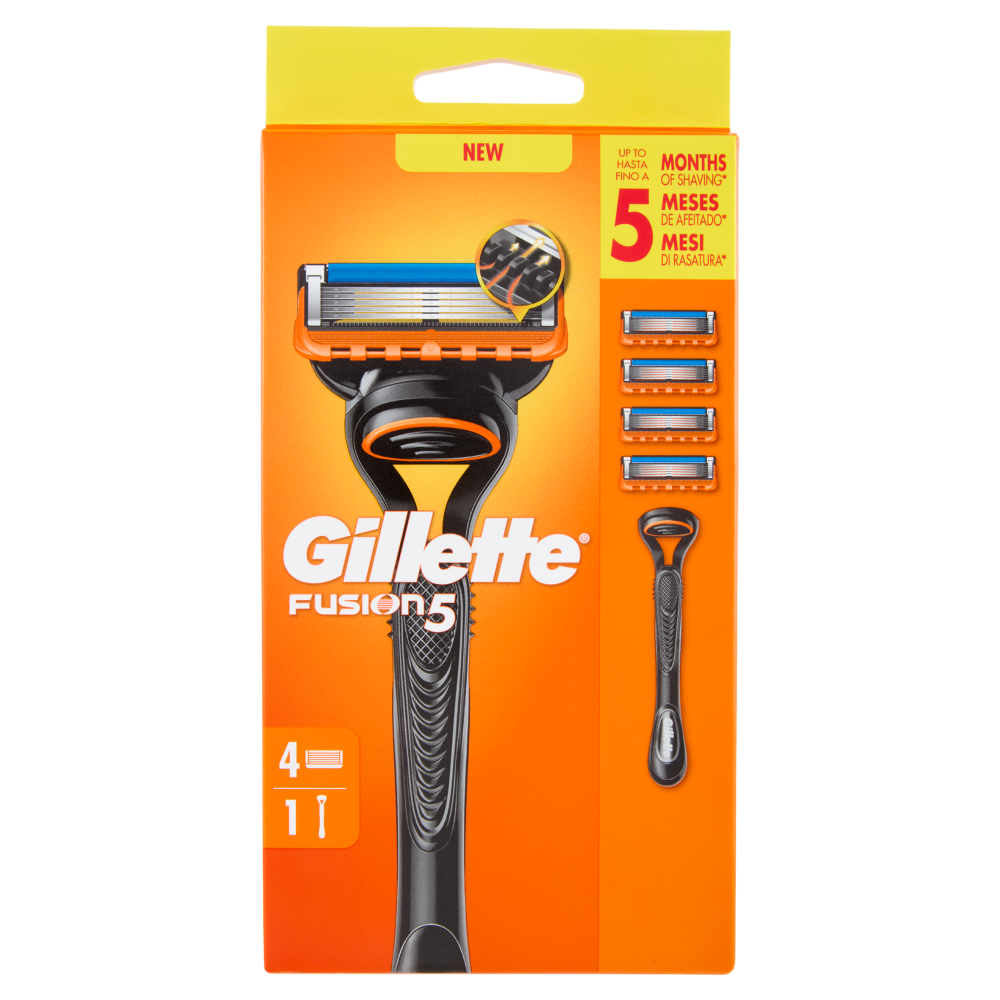 Gillette Fusion5 Rasoio da Uomo a 5 Lame, 1 Manico + 4 Lamette
