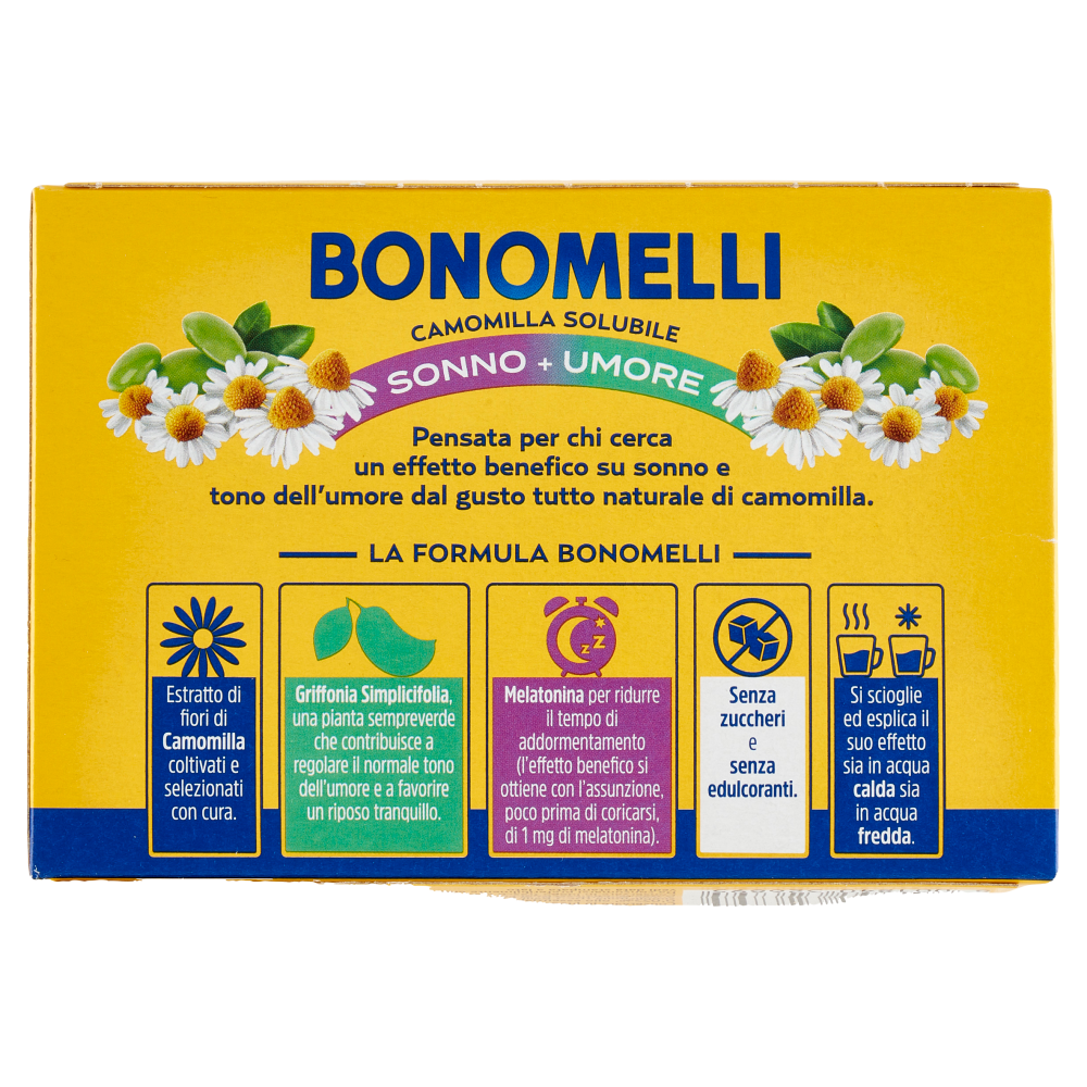 Bonomelli Estratto di Camomilla Solubile Sonno + Umore Melatonina e Griffonia bustine 16 x 4,5 g