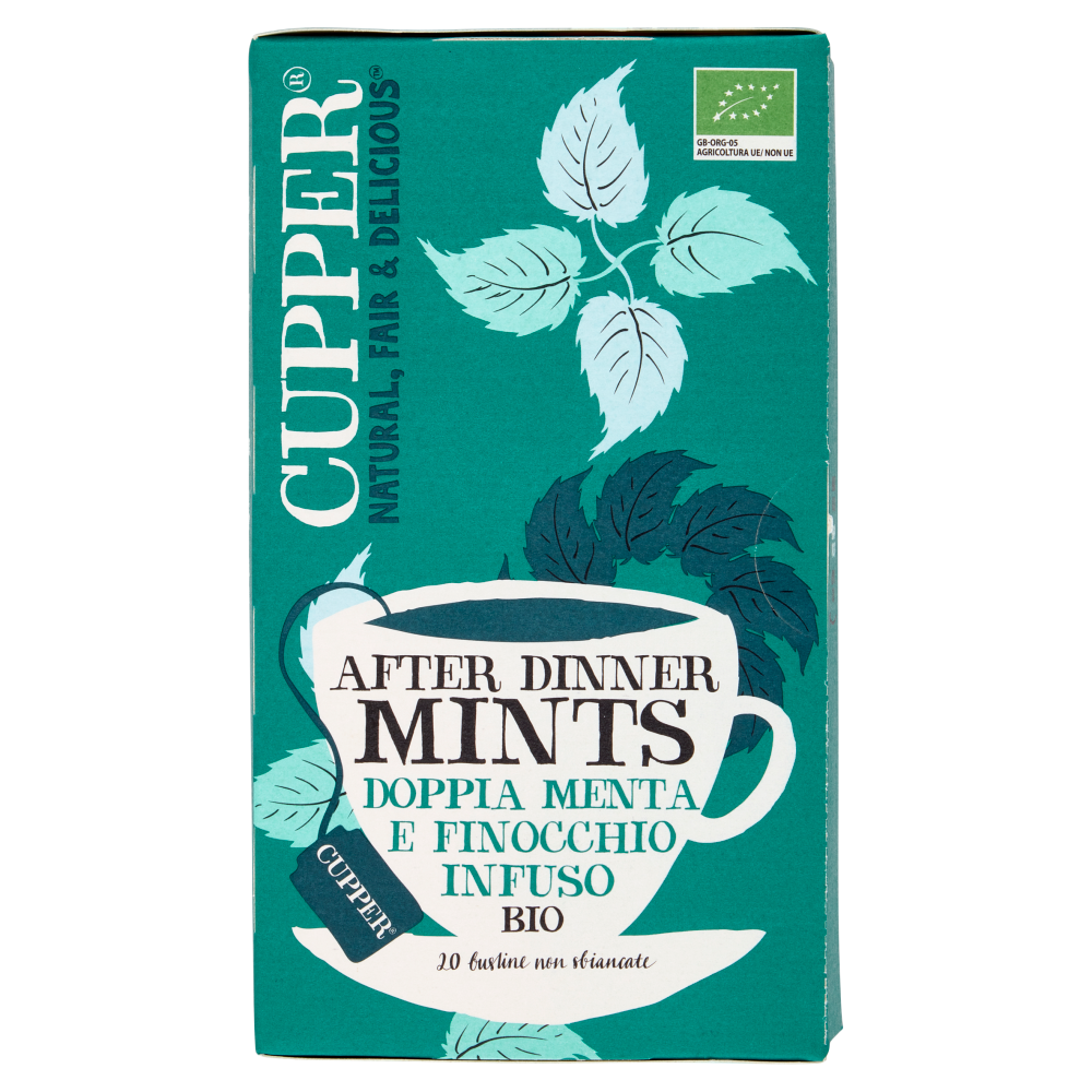 CUPPER After Dinner Mints Infuso Biologico Doppia Menta e Finocchio, Tisana Digestiva 20 Bustine 38g