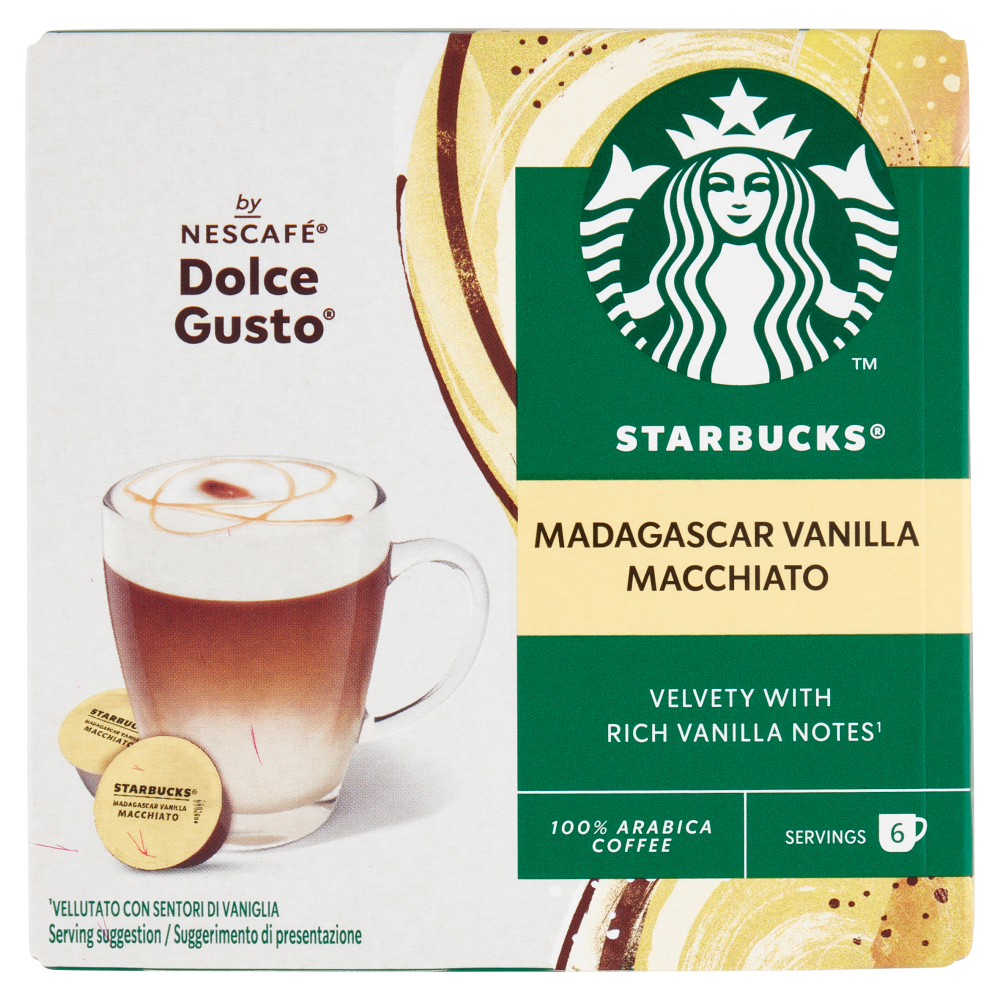 STARBUCKS Madagascar Vanilla Macchiato by Nescafé Dolce Gusto Latte Vaniglia e Caffè 12 Capsule 132g