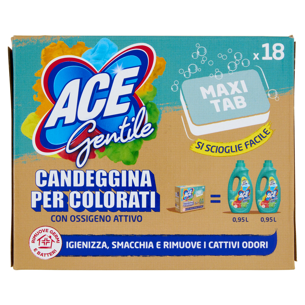 Ace Gentile Maxi Tab Candeggina per Colorati 18 x 18 g