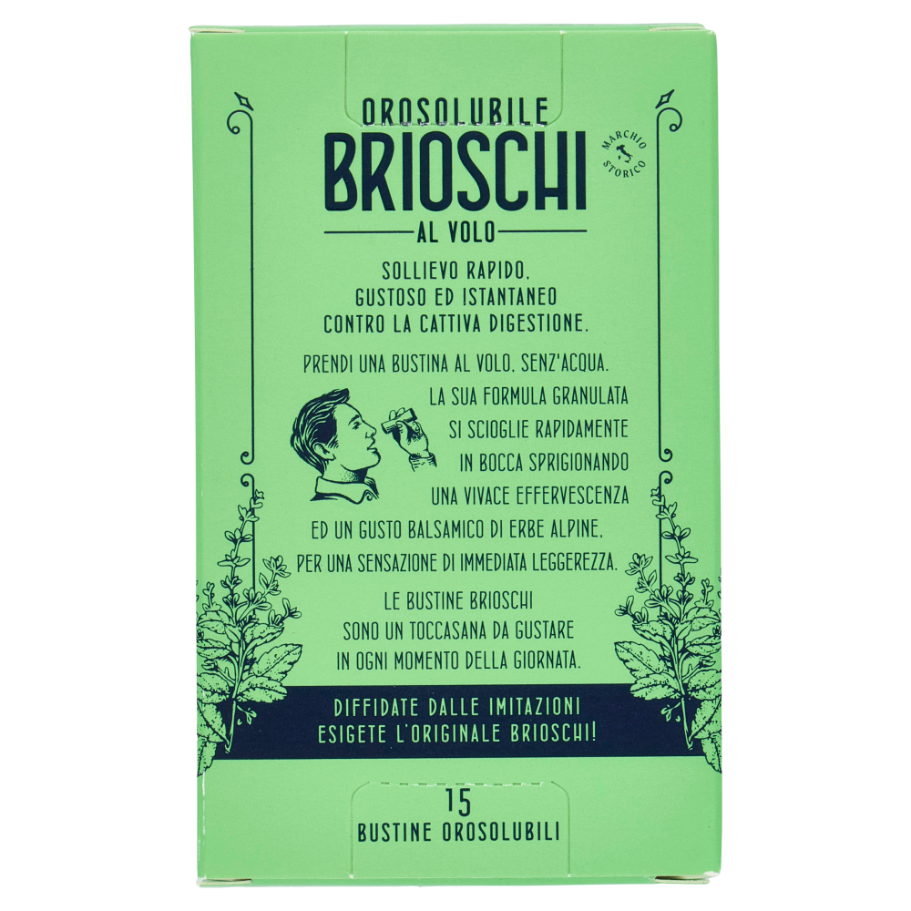 Brioschi Orosolubile al Volo Balsamico Gusto di Erbe Alpine 15 x 1 g