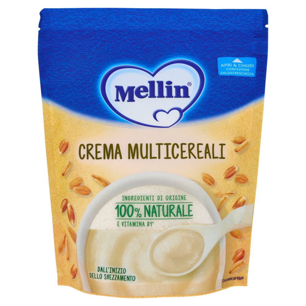 MELLIN Crema Multicereali, Confezione Apri&Chiudi, dall'inizio dello Svezzamento, 200g