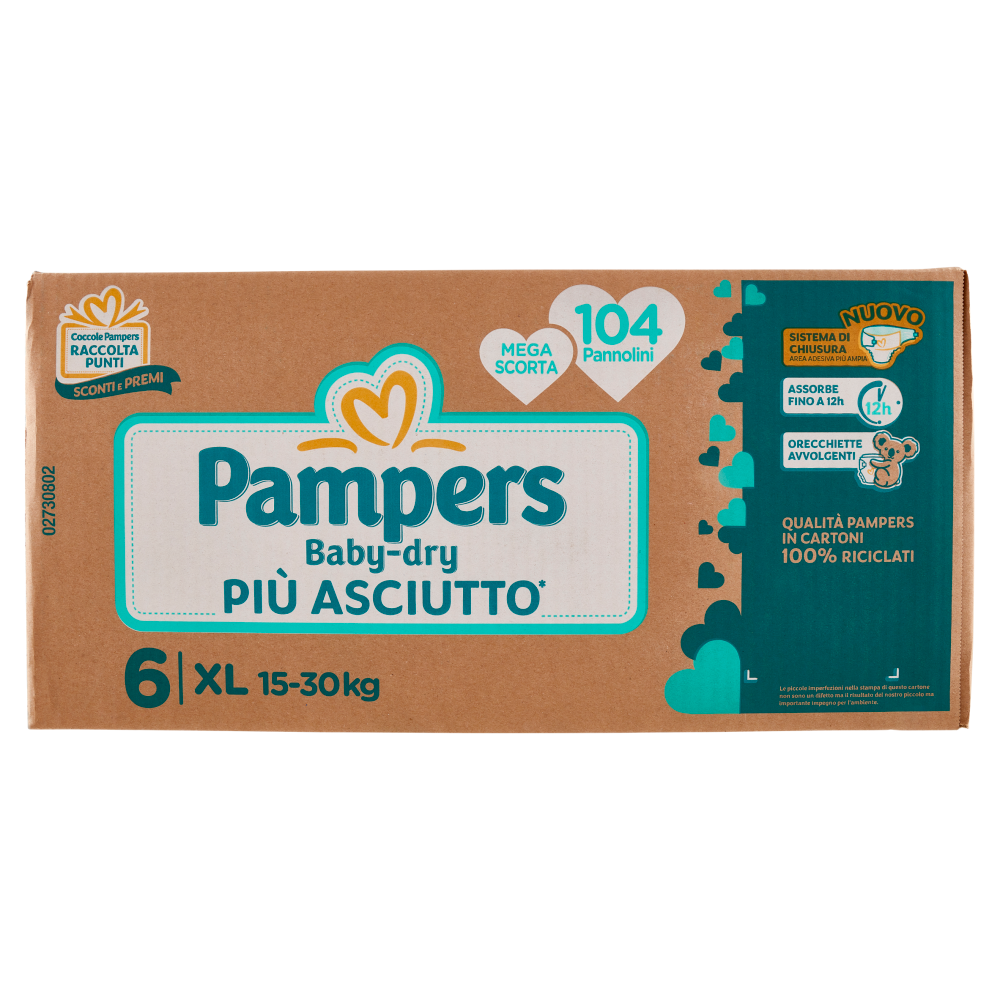 Pampers Baby-dry XL 104 pz