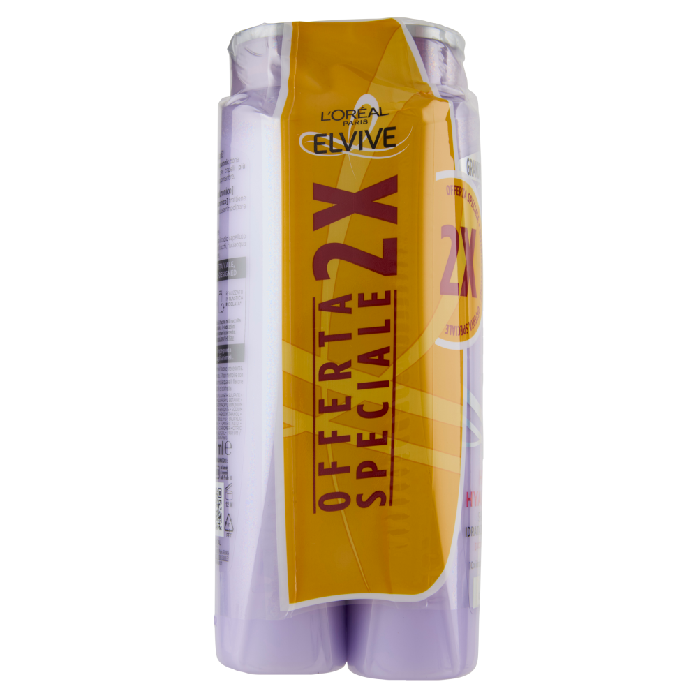 Elvive Hydra Hyaluronic Shampoo 72H Idratazione Profonda, per Capelli Disidratati, 3 x 200 ml