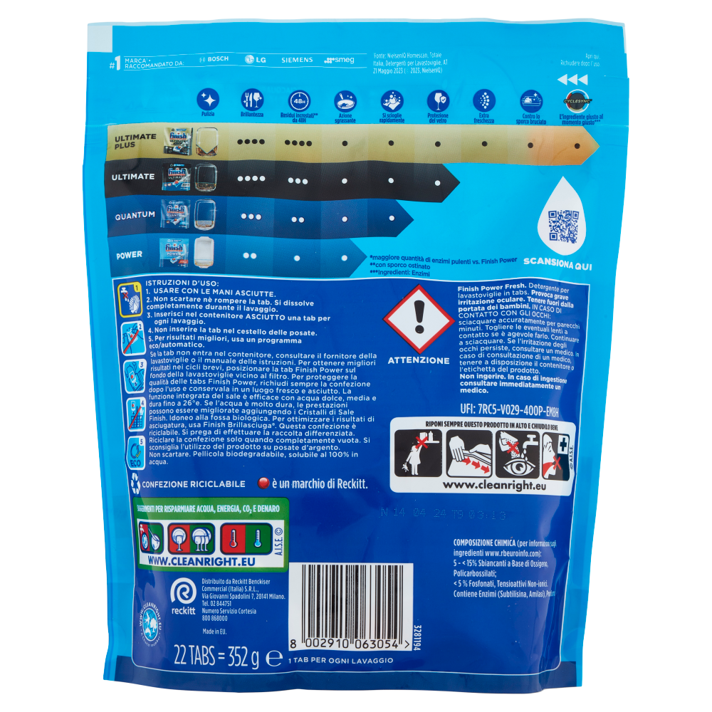 Finish Power Fresh pastiglie lavastoviglie 22 lavaggi 352 g