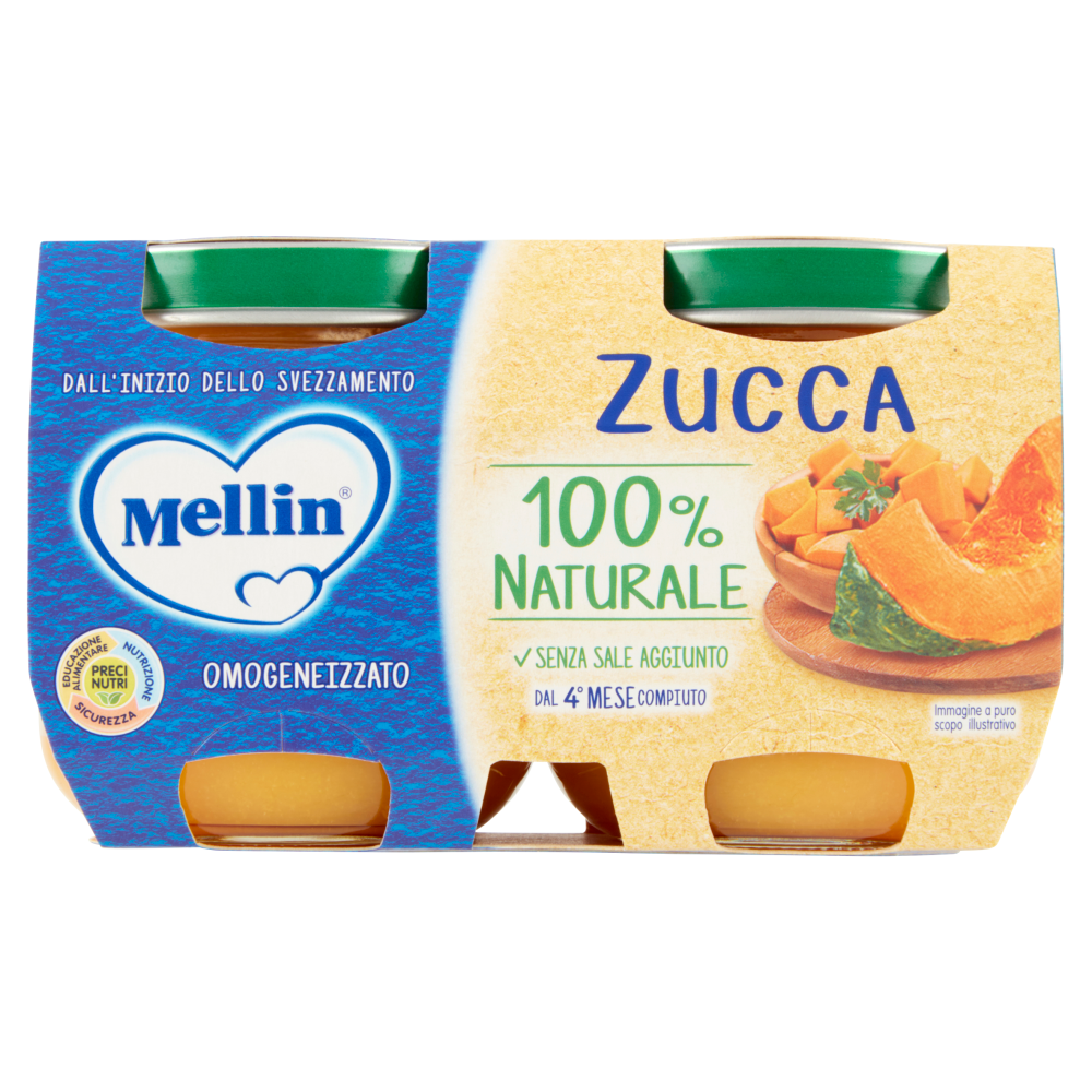 Mellin Zucca 100% Naturale Omogeneizzato 2 x 125 g