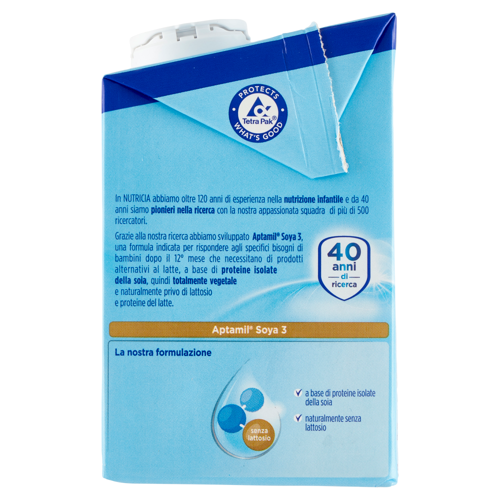 APTAMIL Soya 3 - Latte di Crescita Liquido, dal 12° mese compiuto, Senza Lattosio, 500ml