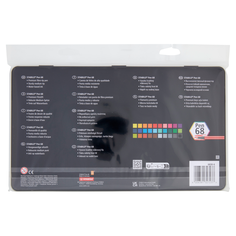 STABILO Pen 68 pennarello - scatola in metallo ARTY da 30 pz.