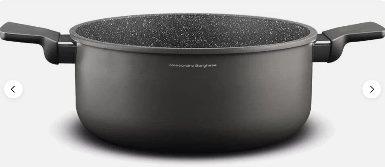 H&H Lifestyle Batteria di Pentole 6 Pezzi Chef Borghese - Alluminio Antiaderente Effetto Pietra, Adatte a Induzione