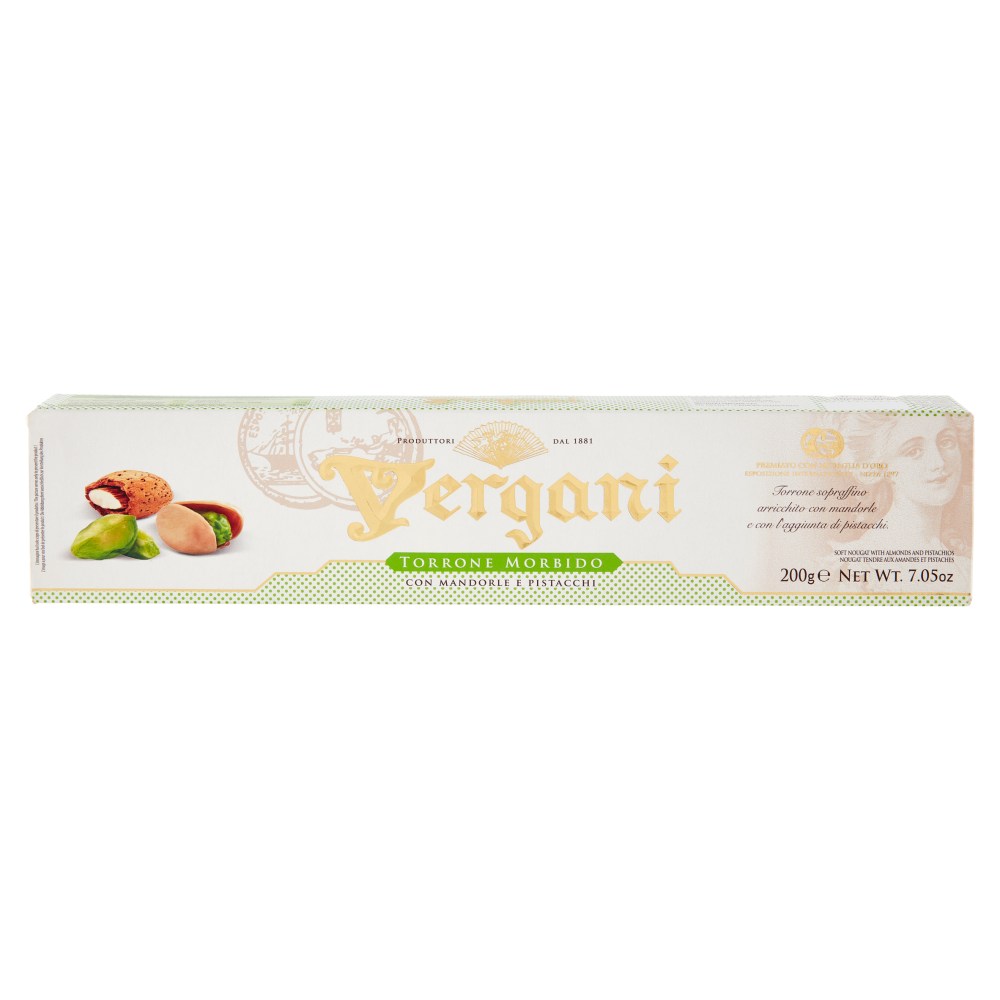 Vergani Torrone Morbido con Mandorle e Pistacchi 200 g