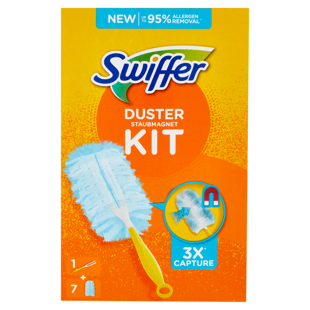 Swiffer Duster Kit Cattura Polvere (1 Manico + 7 Piumini per spolverare)