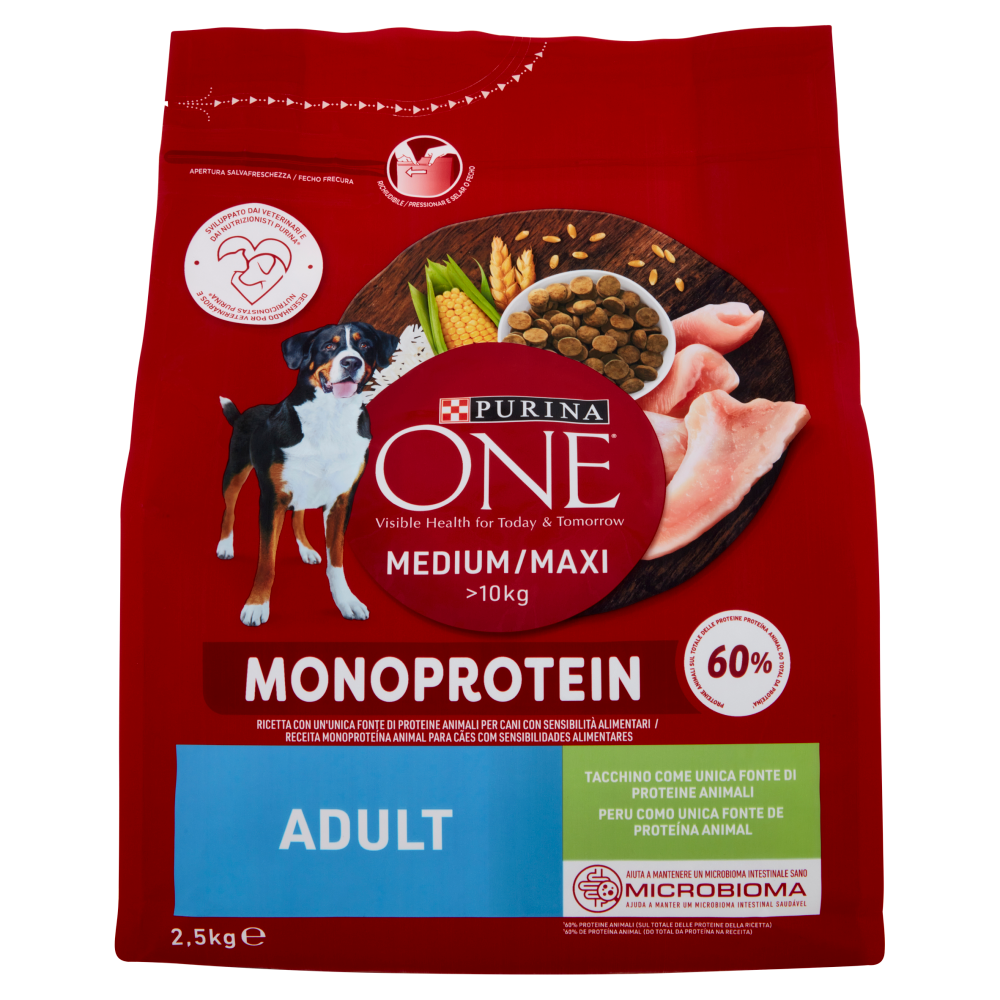 PURINA ONE Medium/Maxi Monoprotein Adult Tacchino 2,5 kg 