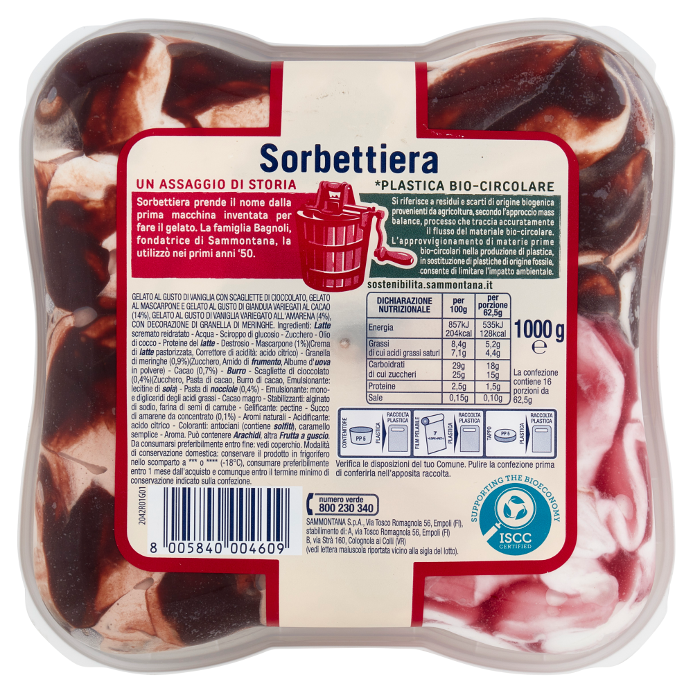Sammontana Sorbettiera Stracciatella, Mascarpone, Spagnola, Gianduia 1 Kg