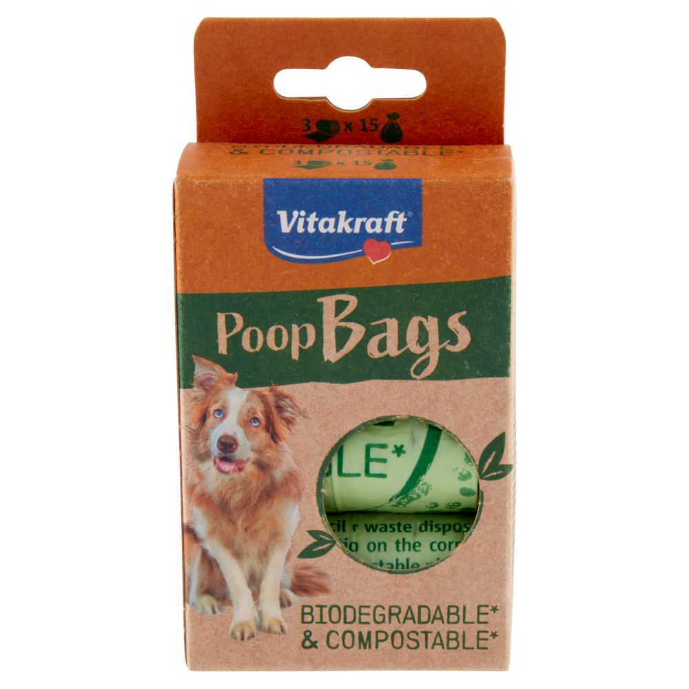 Vitakraft Poop Bags Biodegradable* & Compostable* 3 x 15 pz