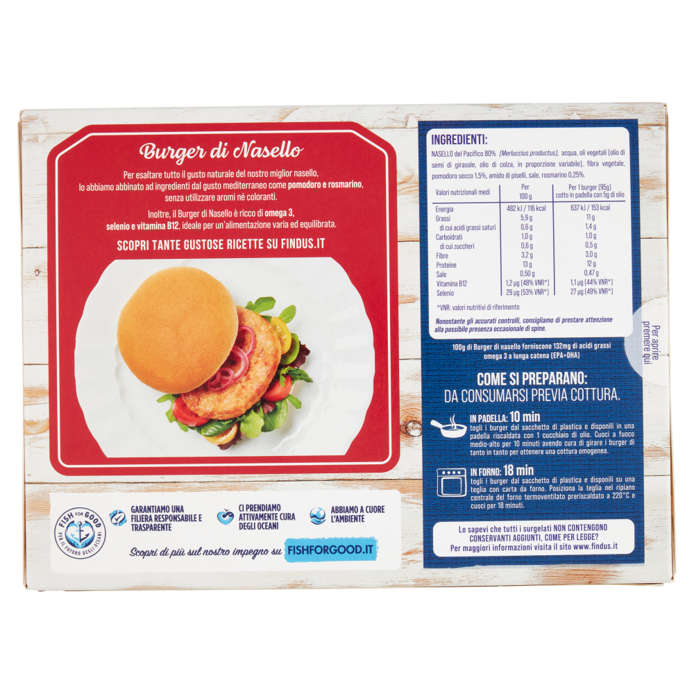 Capitan Findus Bistrò Burger di Nasello con pomodoro e rosmarino 190 g