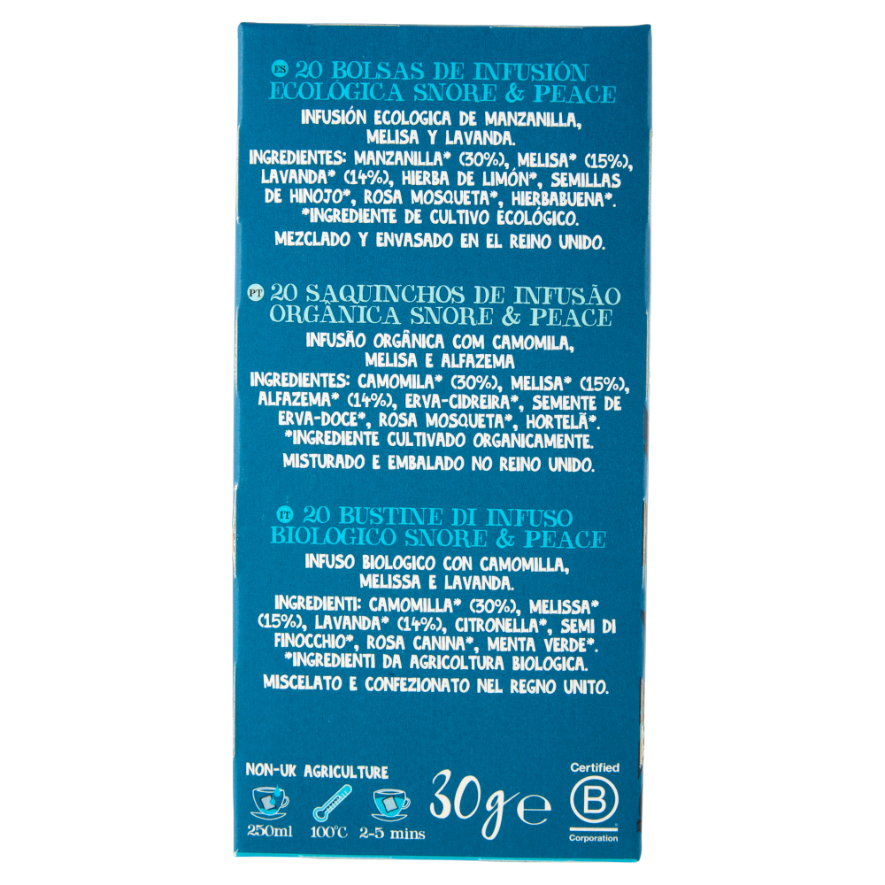 CUPPER Snore & Peace Infuso Biologico Camomilla, Melissa e Lavanda, Tisana Delicata, 20 Bustine 30 g
