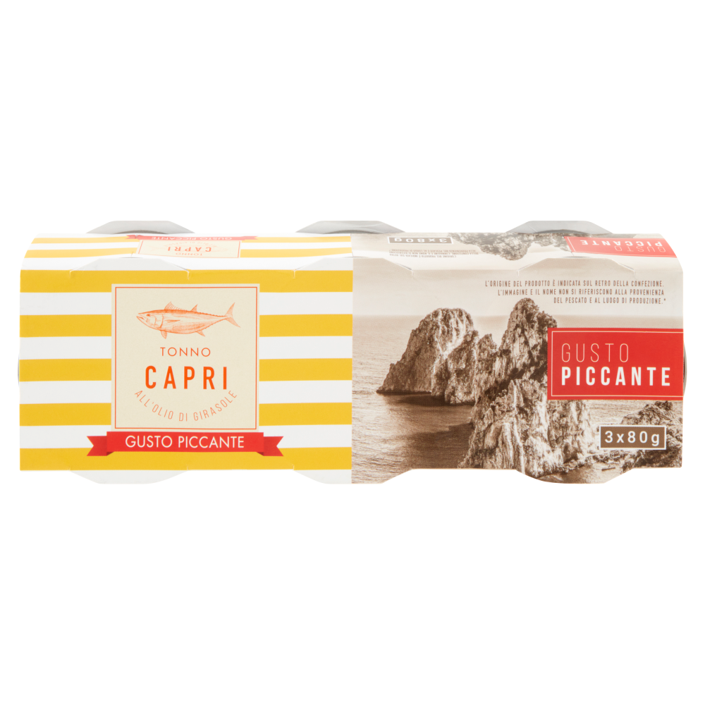 Capri Tonno all'Olio di Girasole Gusto Piccante 3 x 80 g