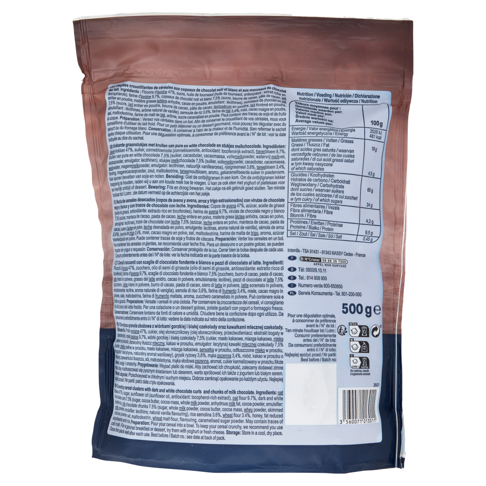 Carrefour Sensation Crunchy 3 Cioccolati 500 g