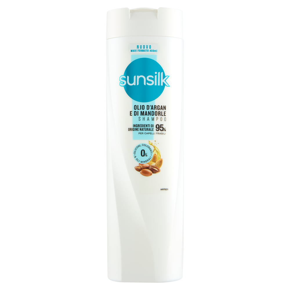 sunsilk Shampoo Olio d'Argan e di Mandorle per Capelli Fragili 400 mL