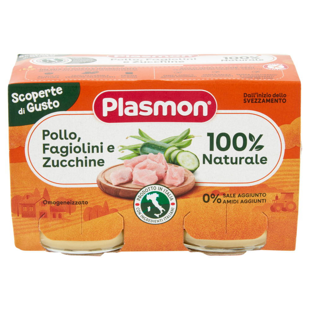 Plasmon Scoperte di Gusto Omogeneizzato Pollo, Fagiolini e Zucchine 2 x 120 g