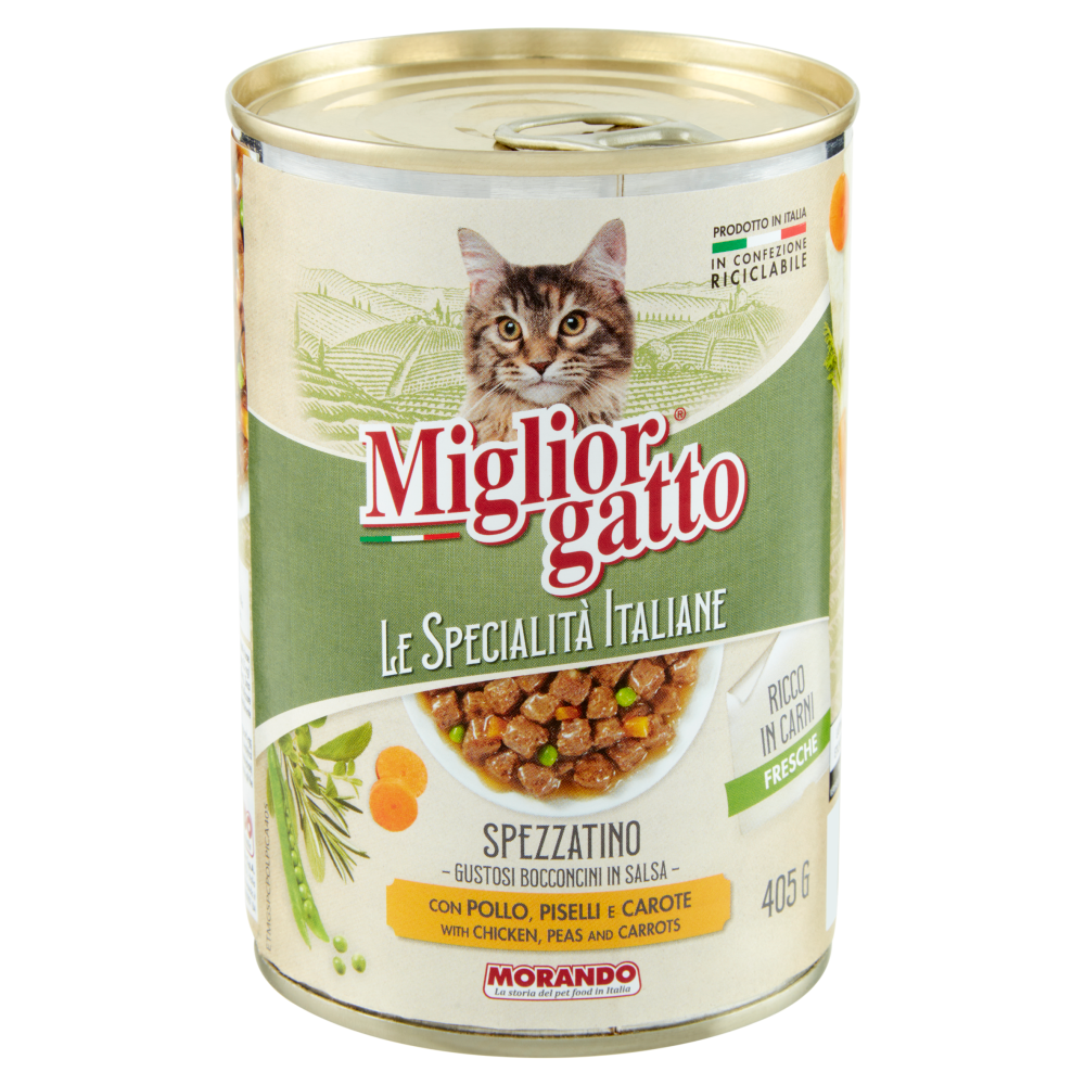 Migliorgatto Le Specialità Italiane Spezzatino con Pollo, Piselli e Carote 405 G