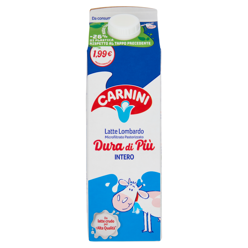 Carnini Latte Lombardo Microfiltrato Pastorizzato Dura di Più Intero 1000 ml