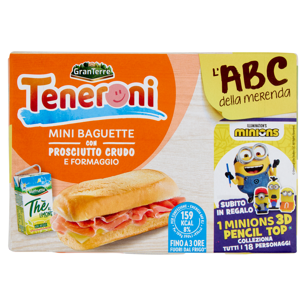 Teneroni l'ABC della merenda Mini Baguette con Prosciutto Crudo e Formaggio 170 g