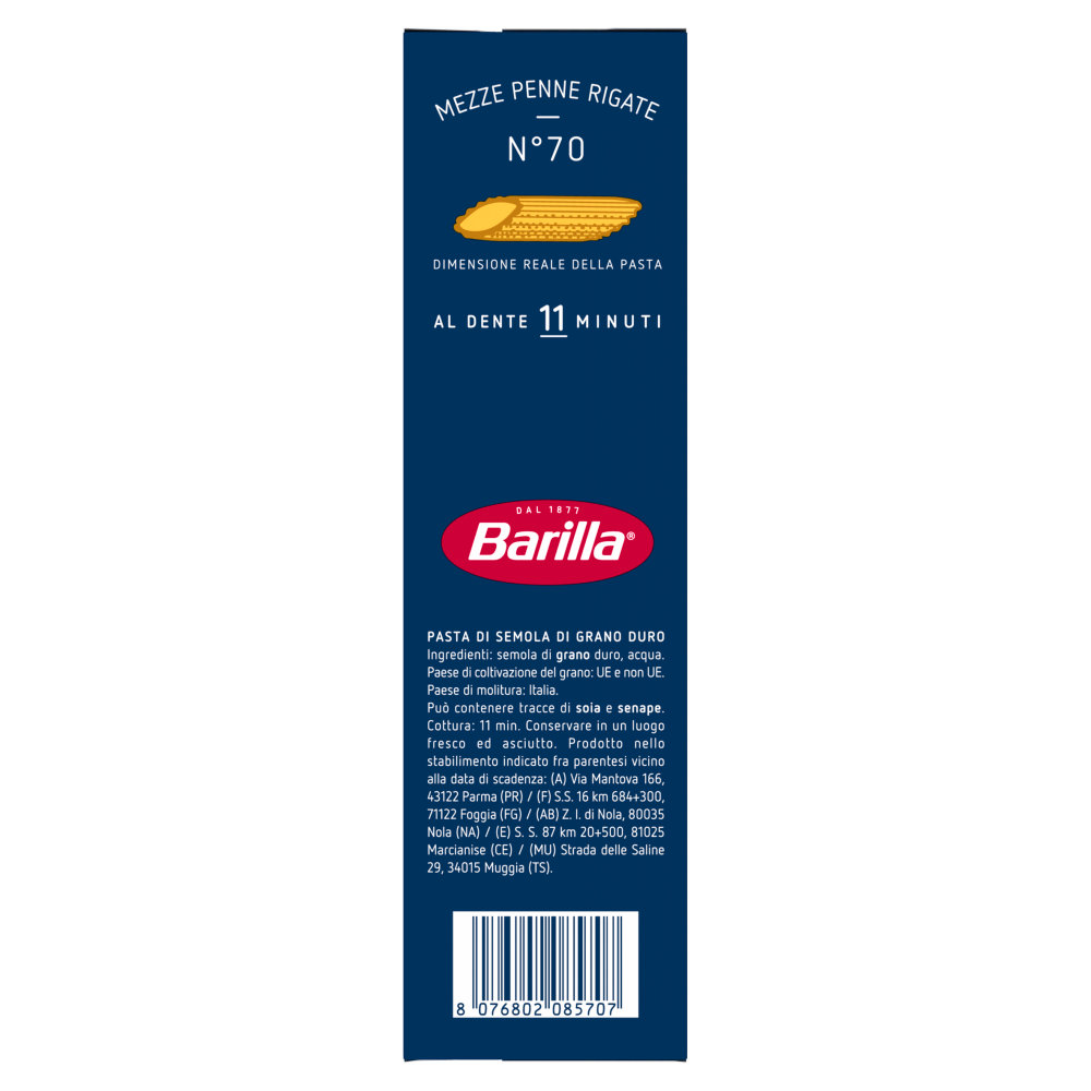 Barilla Pasta Mezze Penne Rigate n.70 500g