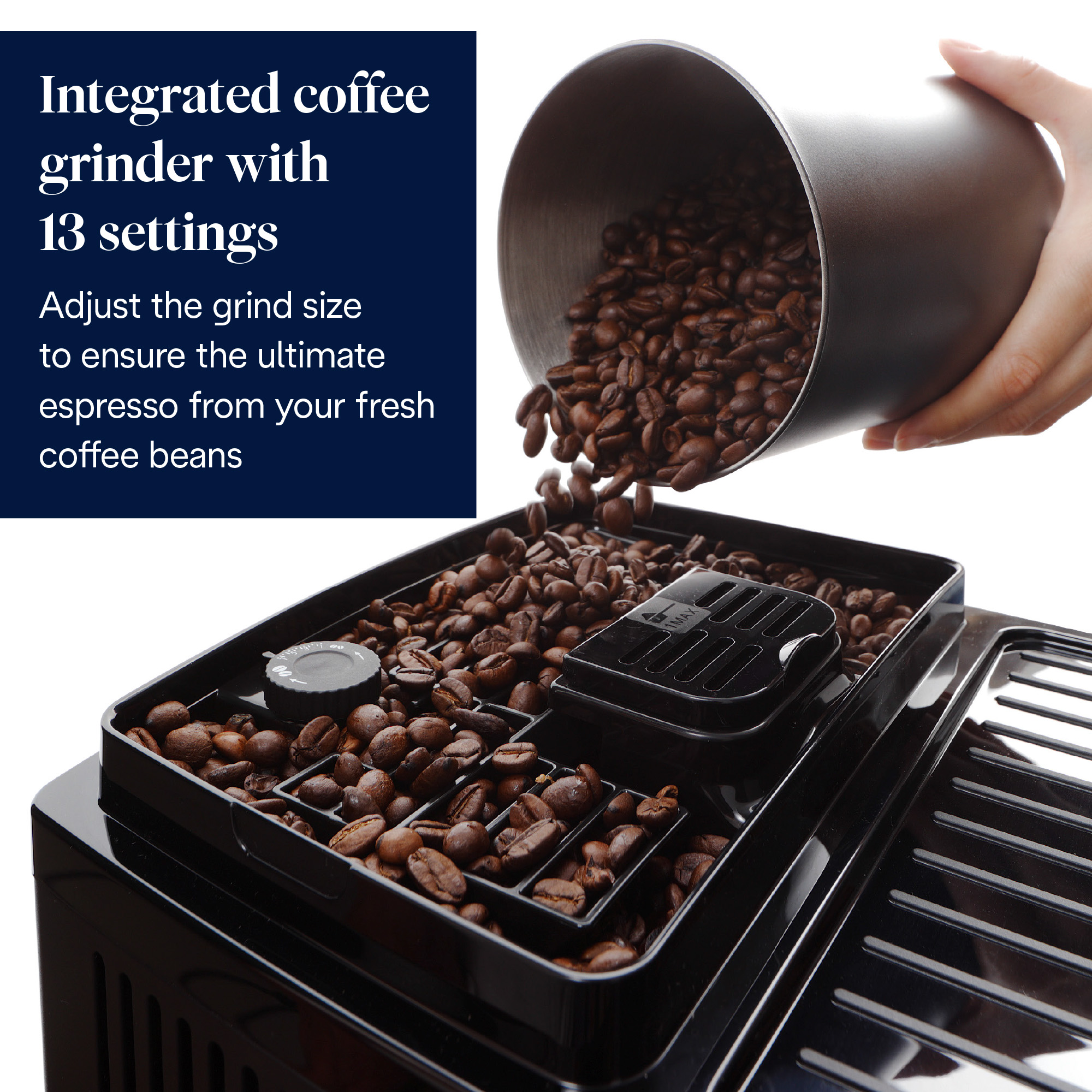 De&rsquo;Longhi Magnifica Start ECAM220.60.B, Macchina Automatica per Caff&egrave; in Chicchi, Cappuccino al tocco di un tasto con la Caraffa Montalatte Automatica, 4 bevande dirette, Pannello Comandi con Icone Retroilluminate, Black