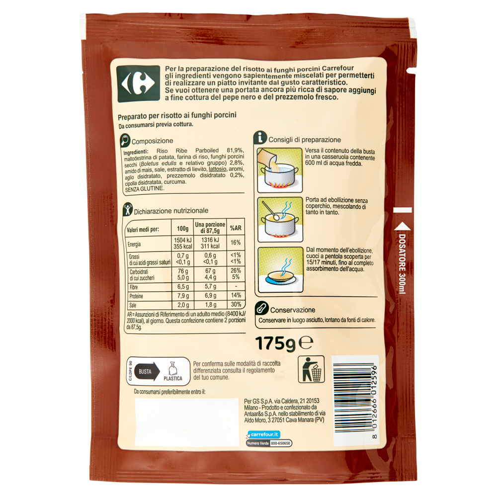 Carrefour Risotto ai funghi porcini 175 g