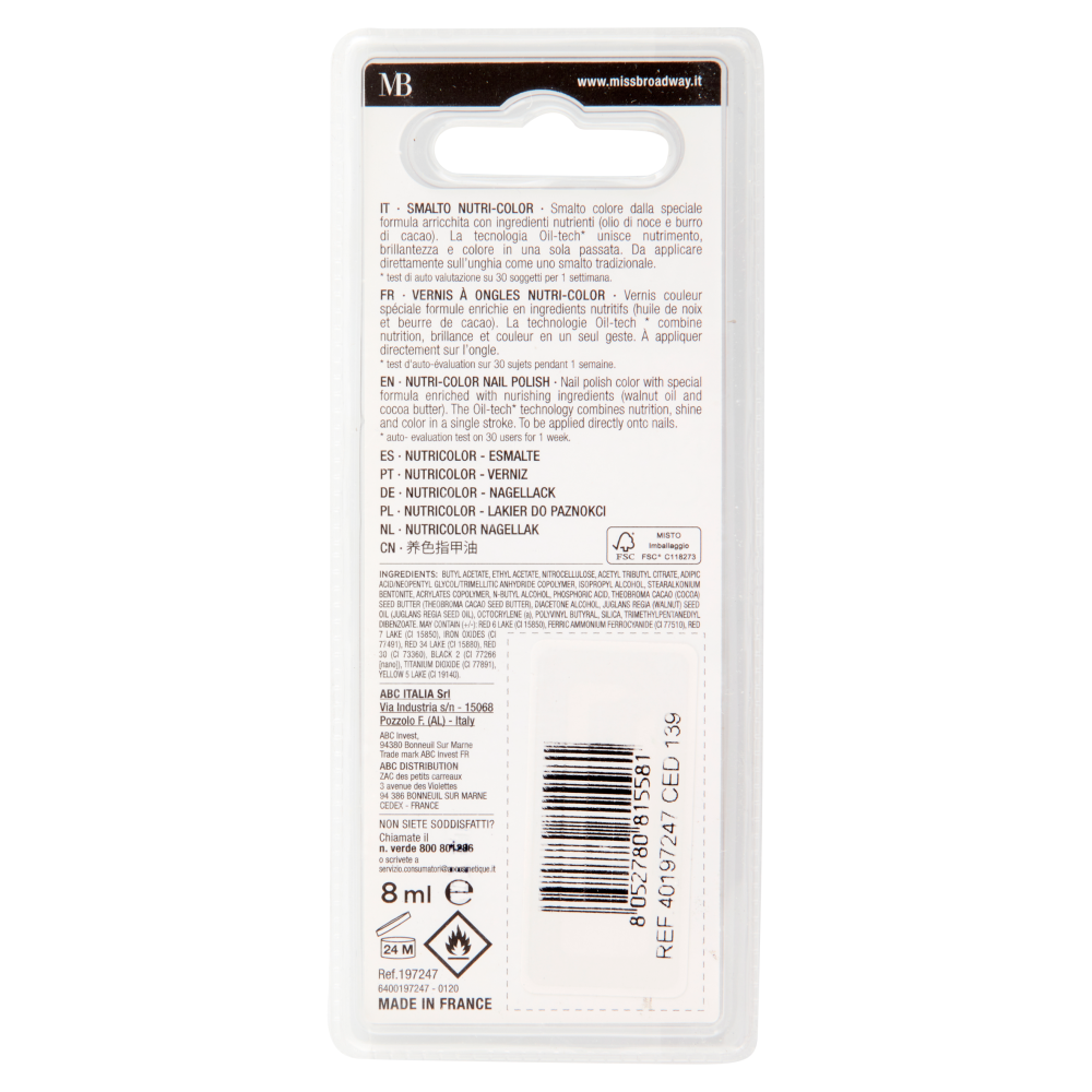Miss Broadway Nutri Color Smalto Colore Dark Red 8 ml