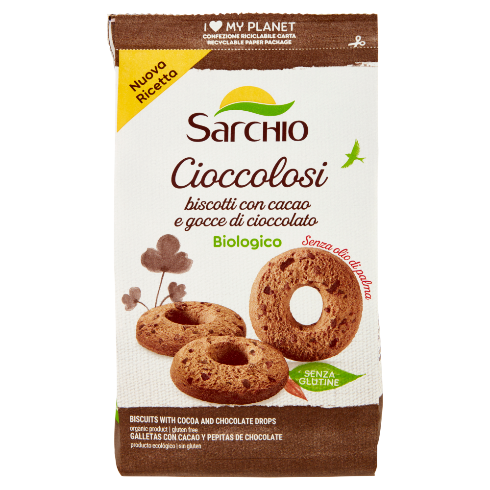 Sarchio Cioccolosi biscotti con cacao e gocce di cioccolato Biologico 200 g