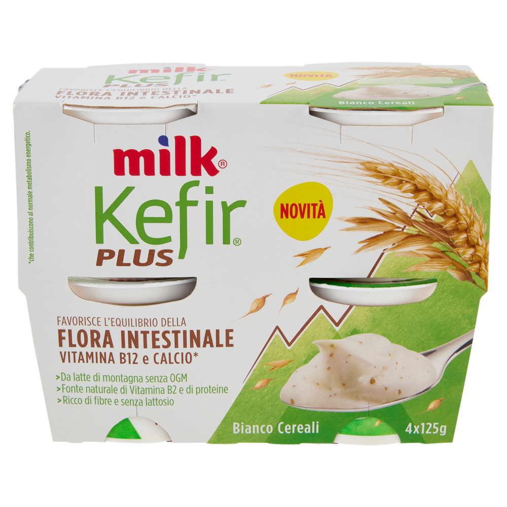 Milk Kefir Plus Flora Intestinale Bianco Cereali 4 x1 25 g